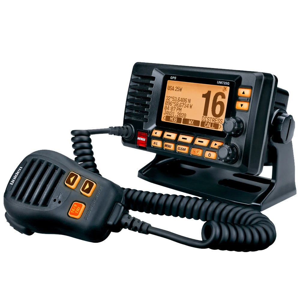 Uniden UM725 Fixed Mount Marine VHF Radio wGPS Black UM725GBK – El Capitan  Marine  Fishing Center