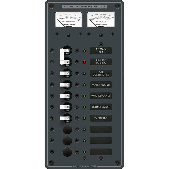 Blue Sea 8074 AC Main +8 Positions Toggle Circuit Breaker Panel - Interruptores blancos [8074]