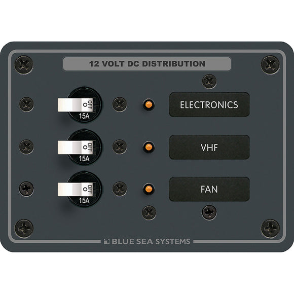 Panel de interruptores de 3 posiciones Blue Sea 8025 DC - Interruptores blancos [8025]