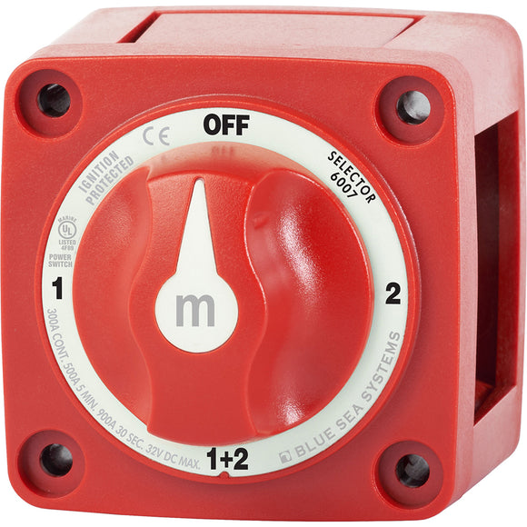 Blue Sea 6007 m-Series (Mini) Selector de interruptor de batería Cuatro posiciones Rojo [6007]