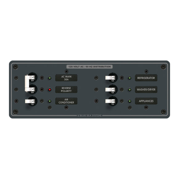 Blue Sea 8099 AC Main +4 Positions Toggle Circuit Breaker Panel (Interruptores blancos) [8099]