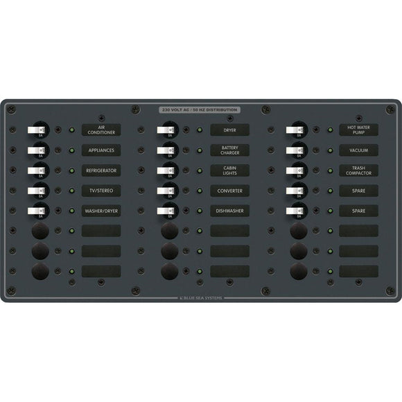 Blue Sea 8165 AV 24 Position 230v (European) Breaker Panel - White Switches [8165]