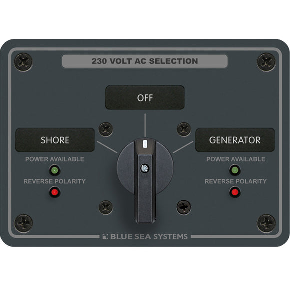 Panel de interruptores giratorios de CA Blue Sea 8359, 30 amperios, 2 posiciones + APAGADO, 2 polos [8359]