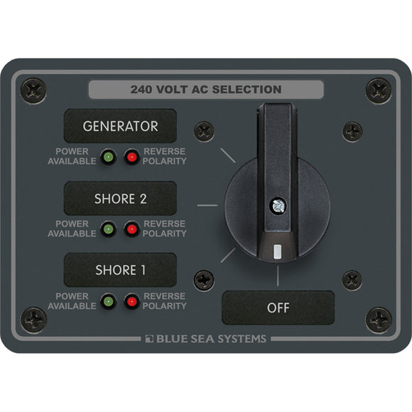 Panel de interruptores giratorios de CA Blue Sea 8361, 65 amperios, 3 posiciones + APAGADO, 3 polos [8361]