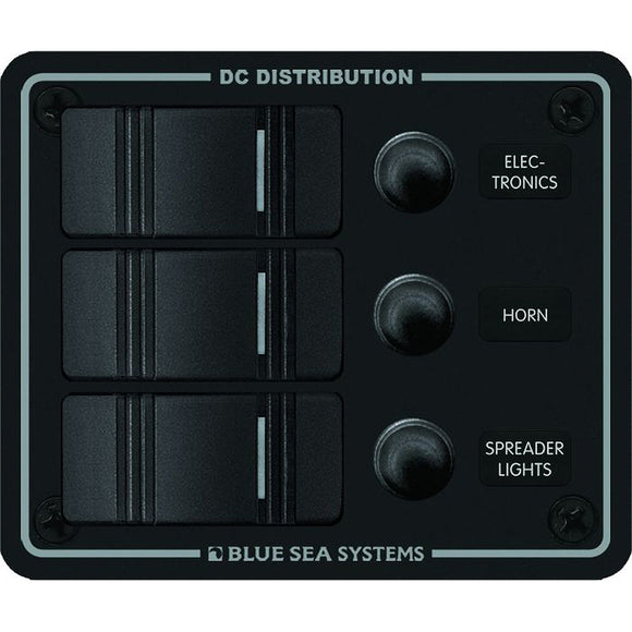 Blue Sea 8374 Resistente al agua 3 posiciones - Negro - Panel de montaje vertical [8374]