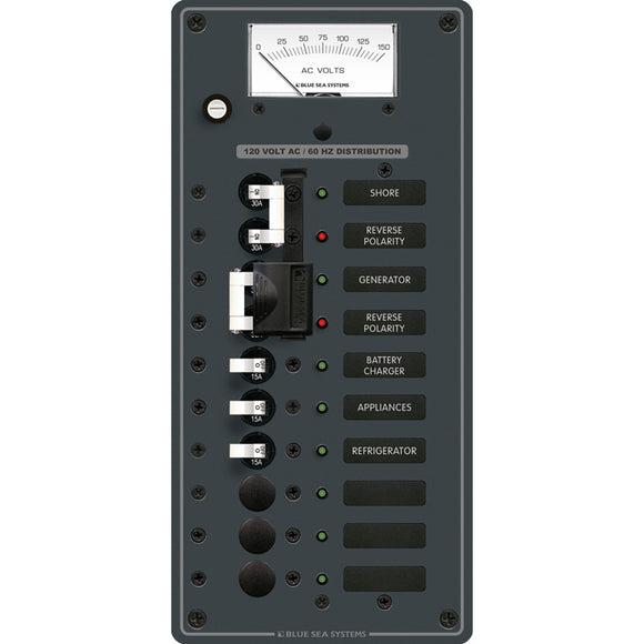 Blue Sea 8489 Panel de Interruptores - AC 2 Fuentes + 6 Posiciones - Blanco [8489]