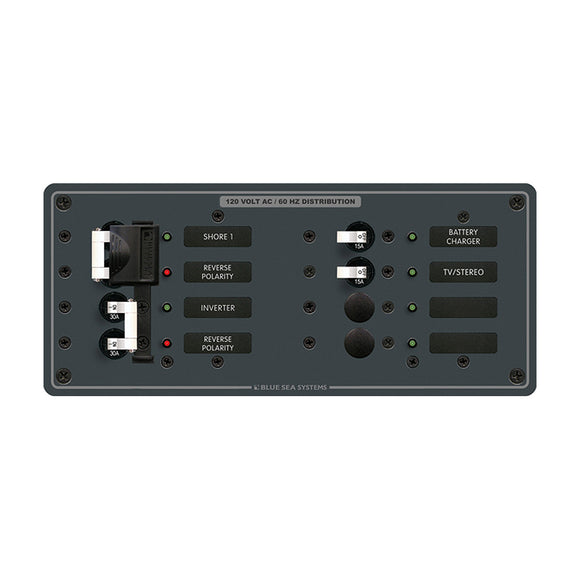 Blue Sea 8499 Panel de Interruptores - AC 2 Fuentes + 4 Posiciones - Blanco [8499]