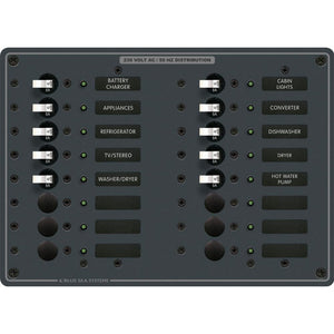 Blue Sea 8561 AC 16 posiciones 230v (europeo) Panel de interruptores (interruptores blancos) [8561]