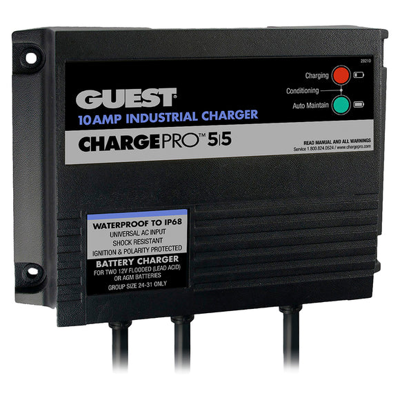 Guest 10AMP - 12/24V 2 Bank 120V Input On-Board Battery Charger [28210]