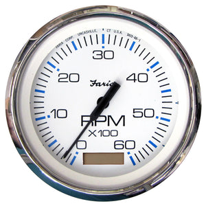 Tacómetro Faria Chesapeake White SS 4" con horómetro - 6000 RPM (Gas)(Interior) [33832]