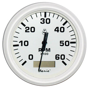 Faria Dress White Tacómetro de 4" con horómetro - 6000 RPM (Gas) (Interior) [33132]