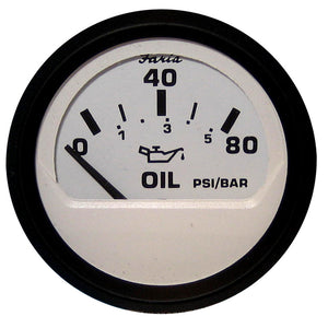 Medidor de presión de aceite Faria Euro White de 2" (80 PSI) [12902]