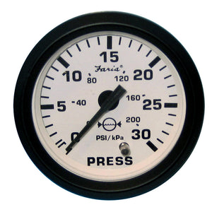 Medidor de presión de agua Faria Euro White de 2" (30 PSI) [12903]