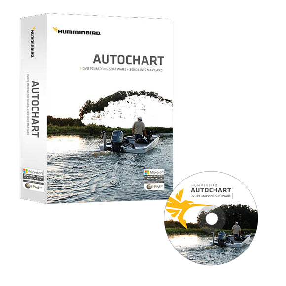 Humminbird Autochart DVD Software de mapas para PC con tarjeta de mapas Zero Lines [600031-1]