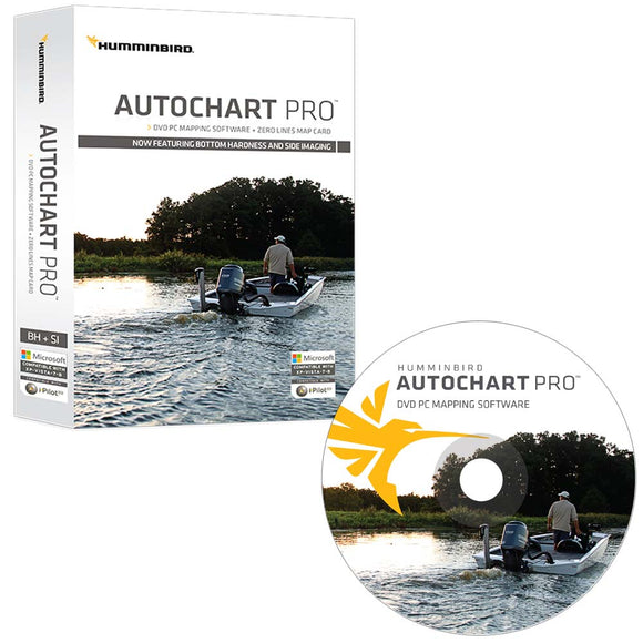 Humminbird AutoChart PRO DVD Software de mapas para PC con tarjeta de mapas Zero Lines [600032-1]