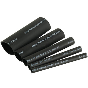 Kit de tubos termorretráctiles con revestimiento adhesivo Ancor - Paquete de 8, 3", 20 a 2/0 AWG, negro [301503]