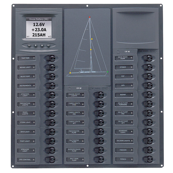 Panel de disyuntores de CC de la serie BEP Cruiser con medidores digitales 32SP DC12V [NC32Y-DCSM]
