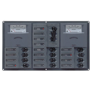 BEP Panel de disyuntores de CA con medidores analógicos, 12SP 2DP AC230V Acero inoxidable horizontal [900-AC3-AM]