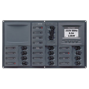 BEP Panel de disyuntores de CA con medidores digitales, 12SP 2DP AC230V ACSM Acero inoxidable horizontal [900-AC3-ACSM]
