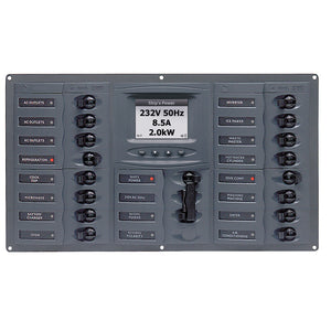 Panel de disyuntores de CA BEP con medidores digitales, 16SP 2DP AC120V ACSM Acero inoxidable horizontal [900-AC4-ACSM-110]