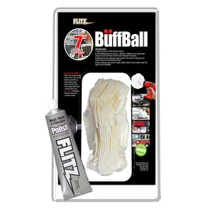 Flitz Buff Ball - Extra grande 7" - Blanco con tubo de 1.76 oz Flitz Polish [WB 201-50]