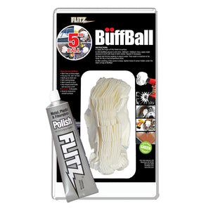 Flitz Buff Ball - Grande 5" - Blanco con tubo de 1.76 oz Flitz Polish [PB 101-50]