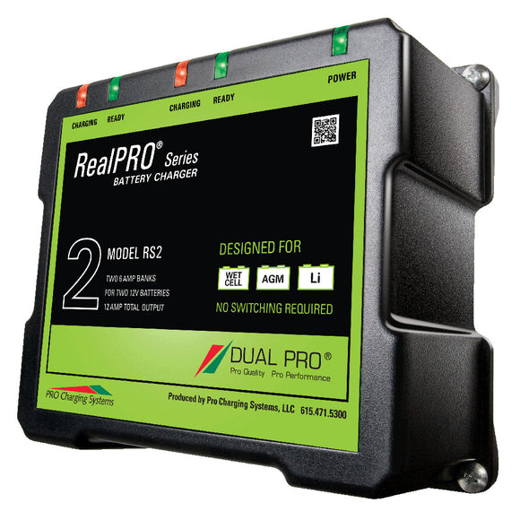 Cargador de batería Dual Pro RealPRO Series - 12A - 2-6A-Banks - 12V/24V [RS2]