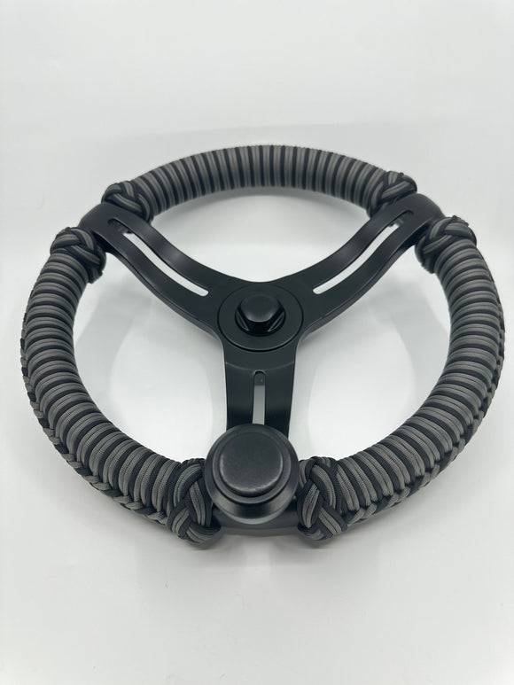 Gemlux Belloca Black Carbon Fiber Dipped, Grey Paracord Wrapped Wheel