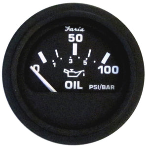 Medidor de presión de aceite Faria Euro Black de 2" (100 PSI) [12845]