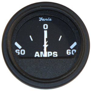 Amperímetro de servicio pesado Faria de 2" (60-0-60) - Negro [23006]