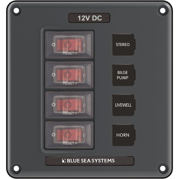Blue Sea 4320 Panel de interruptores de disyuntor de 4 posiciones - Gris [4320]