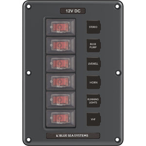 Blue Sea 4322 Panel de interruptores de disyuntor de 6 posiciones - Gris [4322]