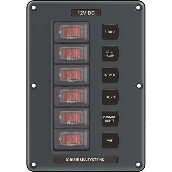 Blue Sea 4322 Panel de interruptores de disyuntor de 6 posiciones - Gris [4322]