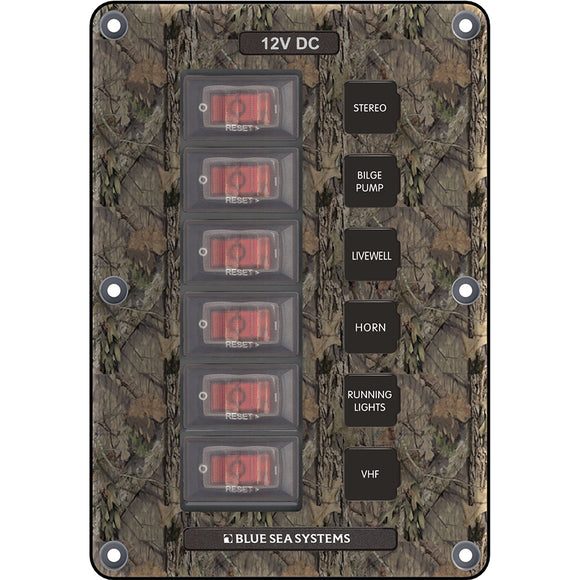 Blue Sea 4325 Panel de interruptores disyuntores 6 posiciones - Camuflaje [4325]