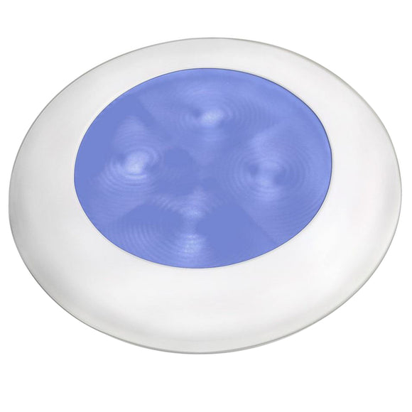 Hella Marine Blue LED Round Courtesy Lamp - White Bisel - 24V [980503241]