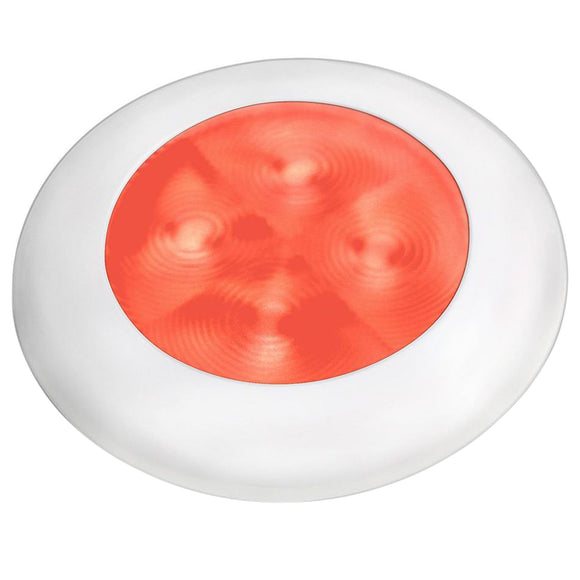 Hella Marine Red LED Lámpara de Cortesía Redonda - Bisel Blanco - 24V [980508241]