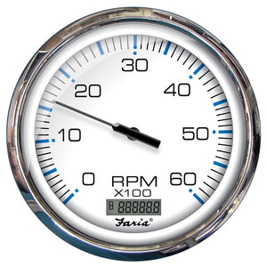 Tacómetro Faria Chesapeake White SS 5" con horómetro digital - 6000 RPM (Gas) (Interior) [33863]
