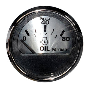 Medidor de presión de aceite Faria Spun Silver 2" [16002]