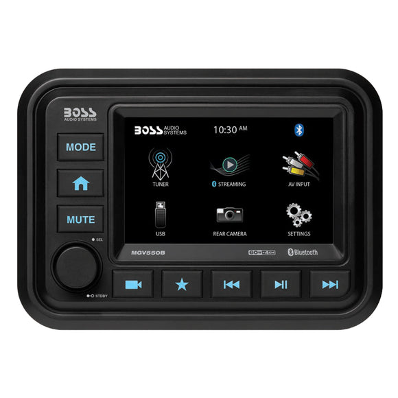 Boss Audio Bluetooth (Transmisión de audio) Marine Gauge Digital Media AM/FM Receptor - Negro [MGV550B]