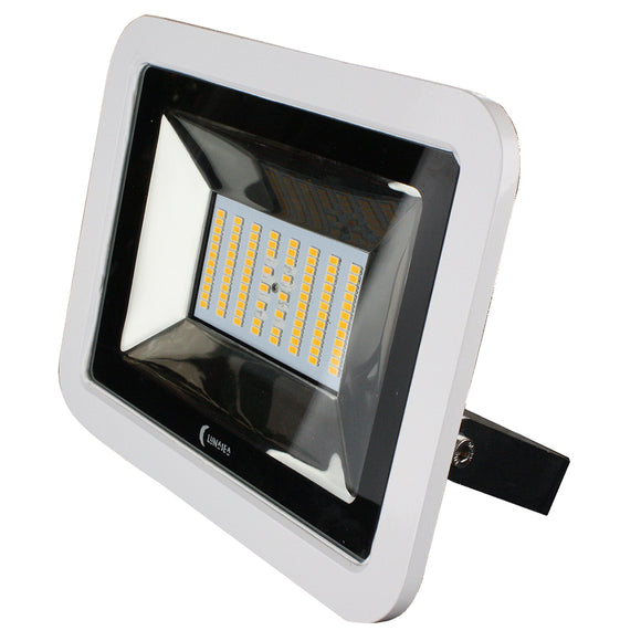 Foco reflector LED delgado de 35 W Lunasea, solo 120/240 V CA, blanco frío, 4500 lúmenes, 3 cables, carcasa blanca [LLB-36MN-41-00]