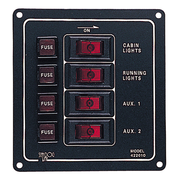 Panel de interruptores de aluminio Sea-Dog - Vertical - 4 interruptores [422010-1]
