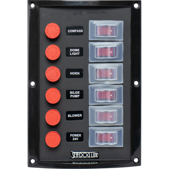Panel de interruptores vertical Sea-Dog Splash Guard - 6 interruptores [424116-1]
