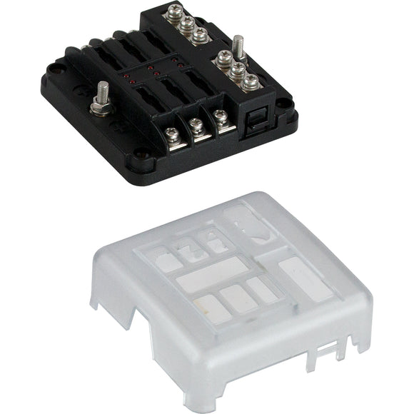 Bloque de fusibles con indicador LED estilo hoja Sea-Dog con barra de bus negativa - 6 circuitos [445185-1]