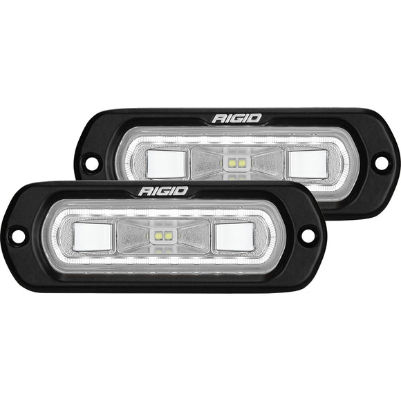 RIGID Industries Serie SR-L Luz esparcidora de montaje empotrado - Carcasa negra - Halo blanco [53220]