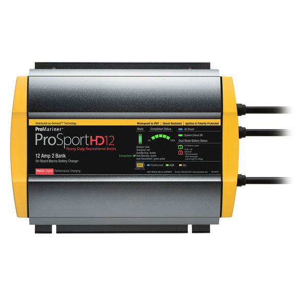 ProMariner ProSportHD 12 Gen 4 - 12 Amp - Cargador de batería de 2 bancos [44012]