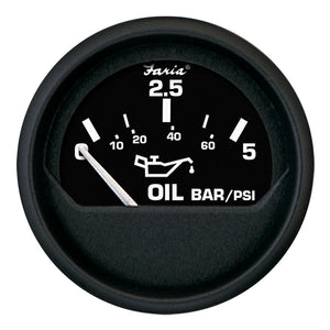 Manómetro de presión de aceite Faria Euro Black de 2" - Métrico (5 bar) [12805]