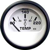 Medidor de temperatura de culata Faria Euro White de 2" (60 - 220 F) [12910]