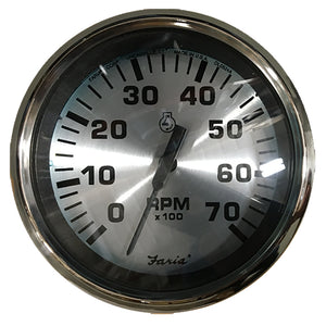 Tacómetro Faria Spun Silver de 4" (7000 RPM) (fuera de borda) [36005]