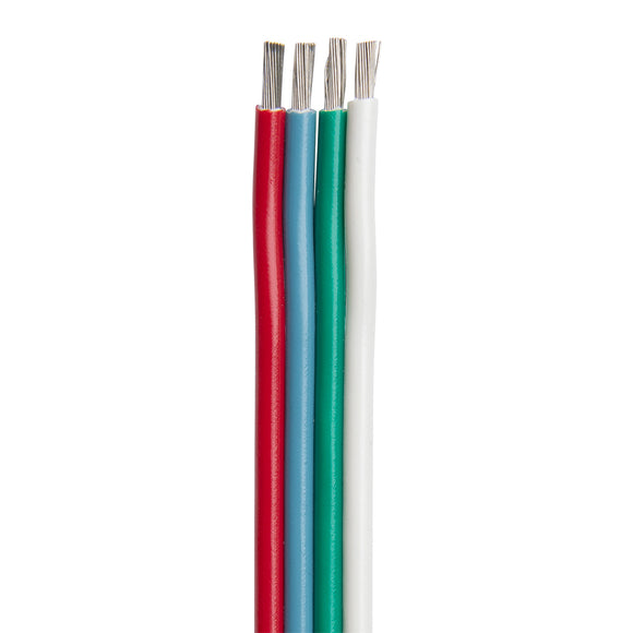 Ancor Flat Ribbon Bonded RGB Cable 18/4 AWG - Rojo, azul claro, verde blanco - 100 [160010]