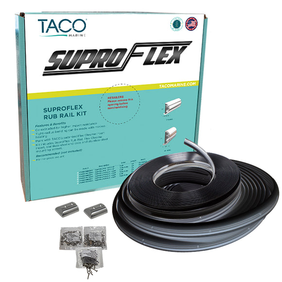 TACO SuproFlex Rub Rail Kit - Negro con inserción cromada flexible - 1.6
